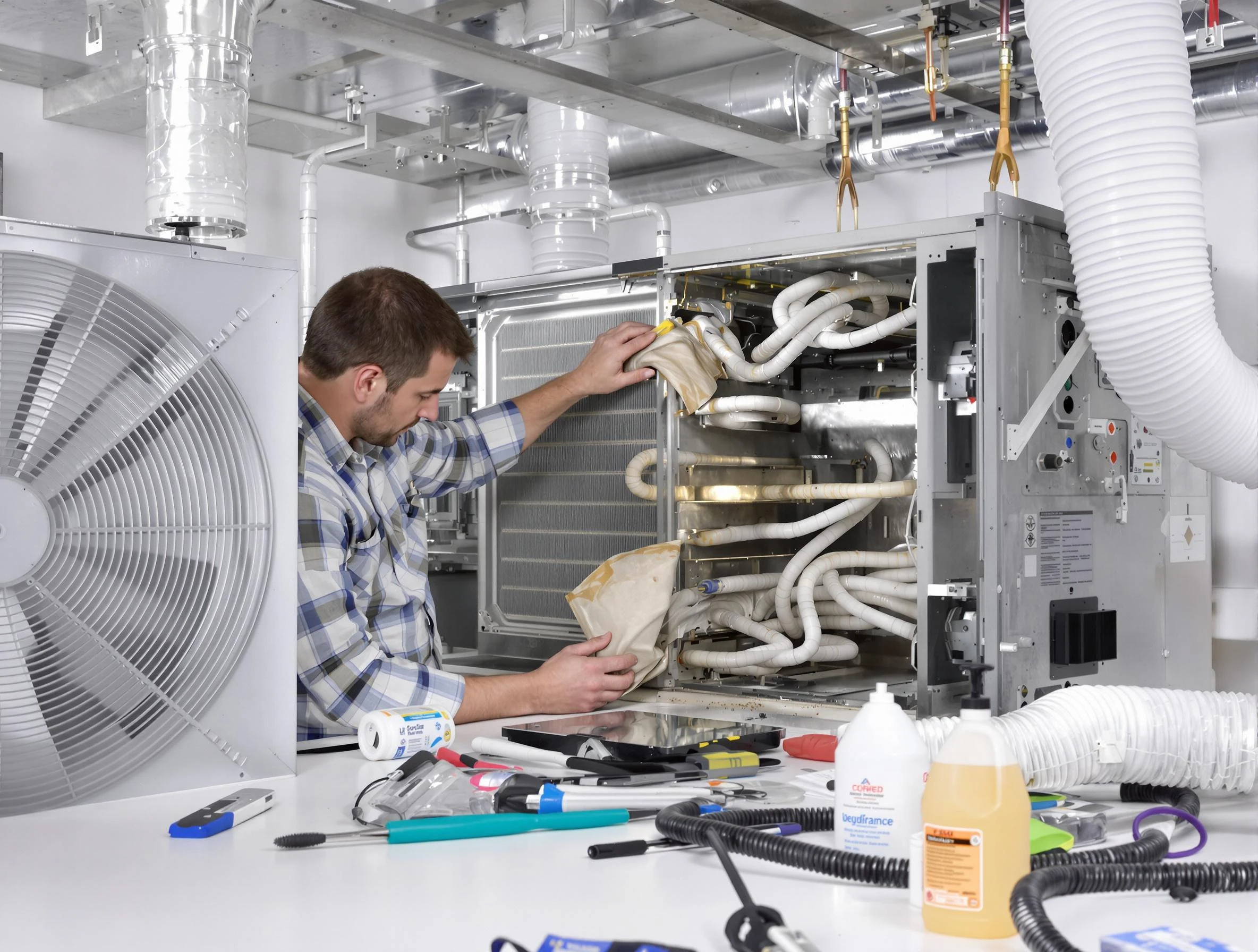 Corrales Air Duct Cleaning specialist performing precision AC coil cleaning in Corrales